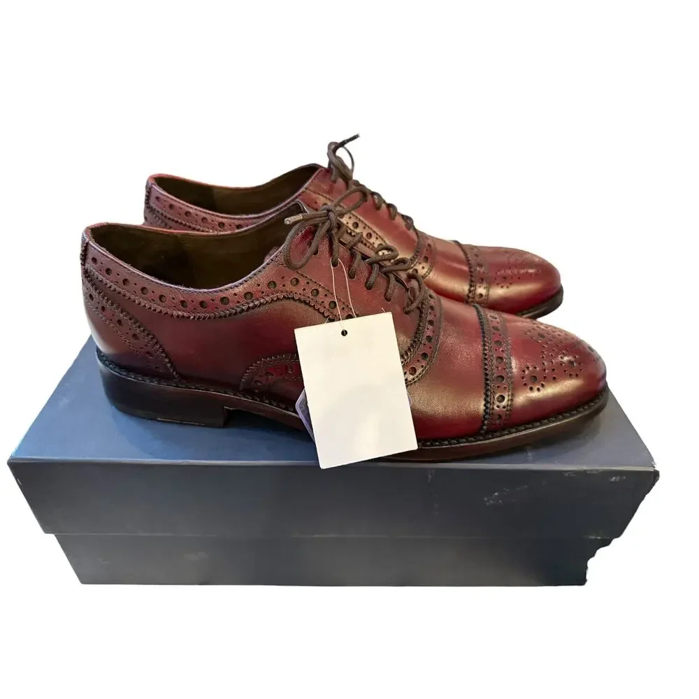 Anthony Veer Men's Dark Red Ford Brogue Oxford Shoes Size 9.5